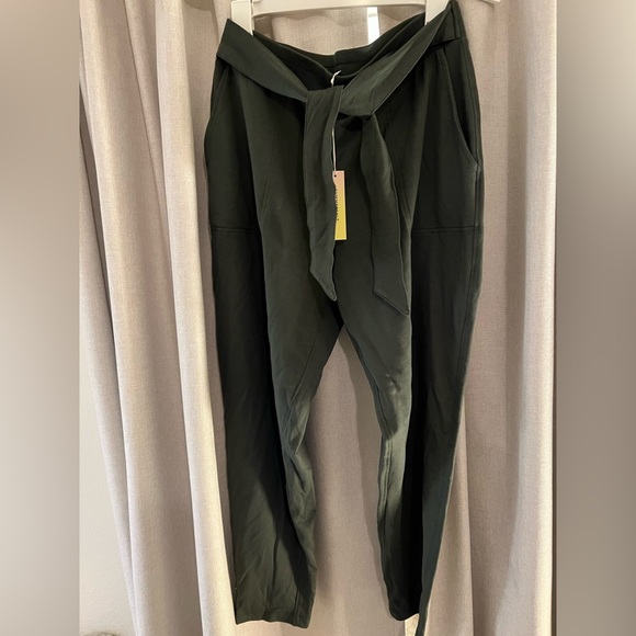 Summersalt Softest Terry Dark Green Tie-Waist Pants L - Picture 1 of 3